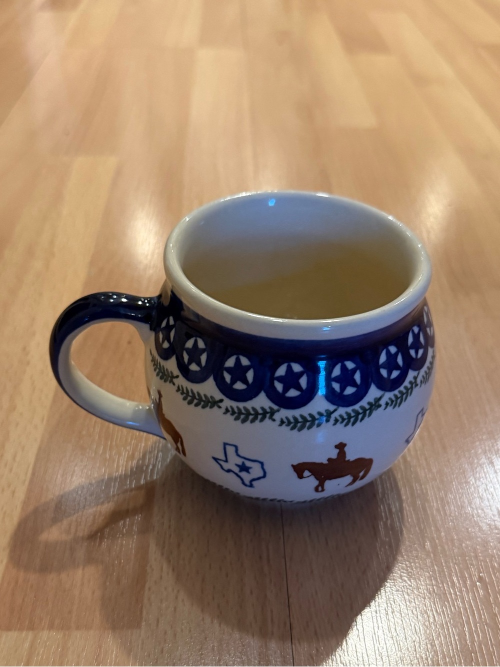 Blue and White Western Ceramic Mug polish pottery Texas mug